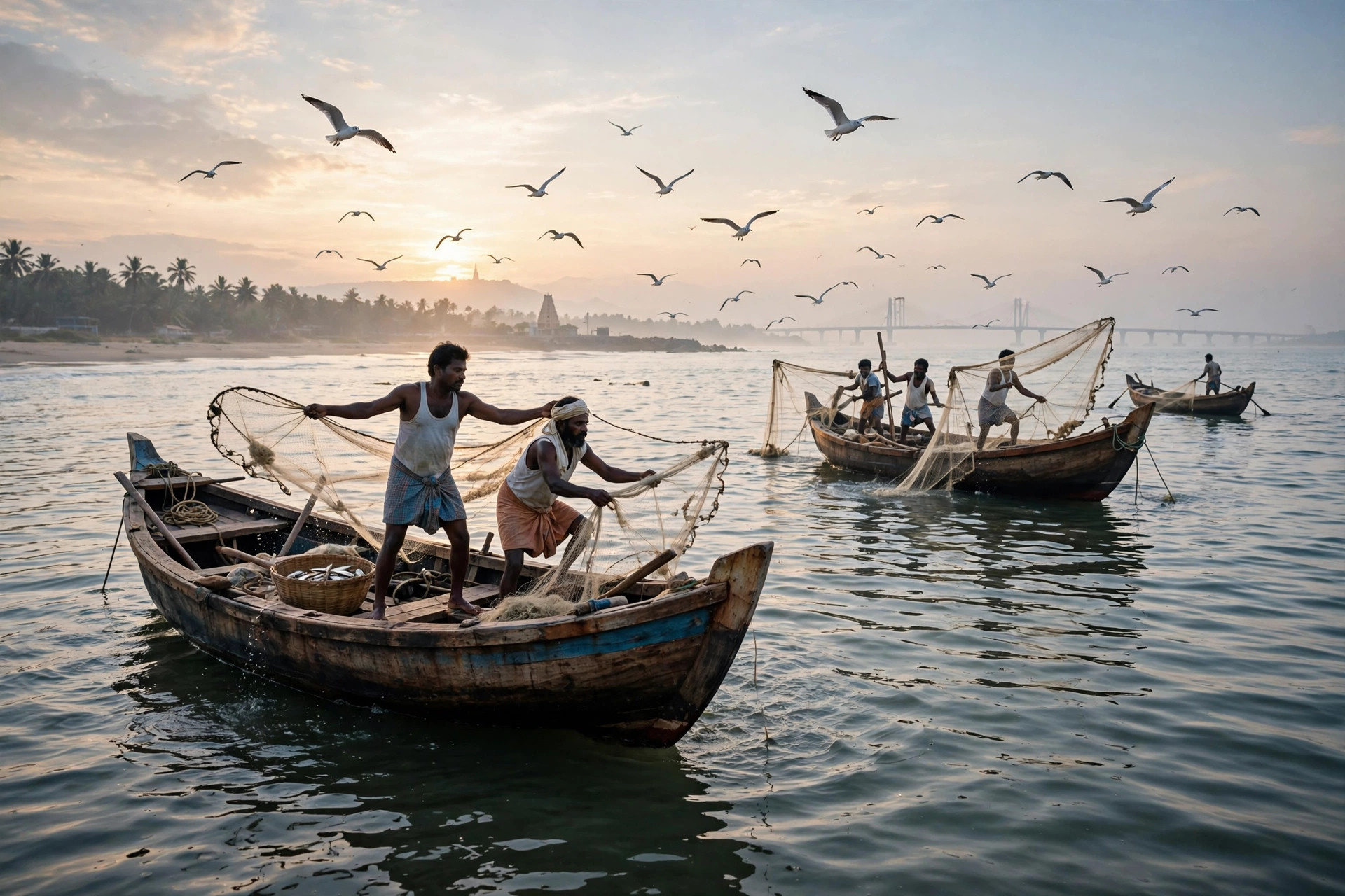 கடலில் மீன்பிடி படகுகள்