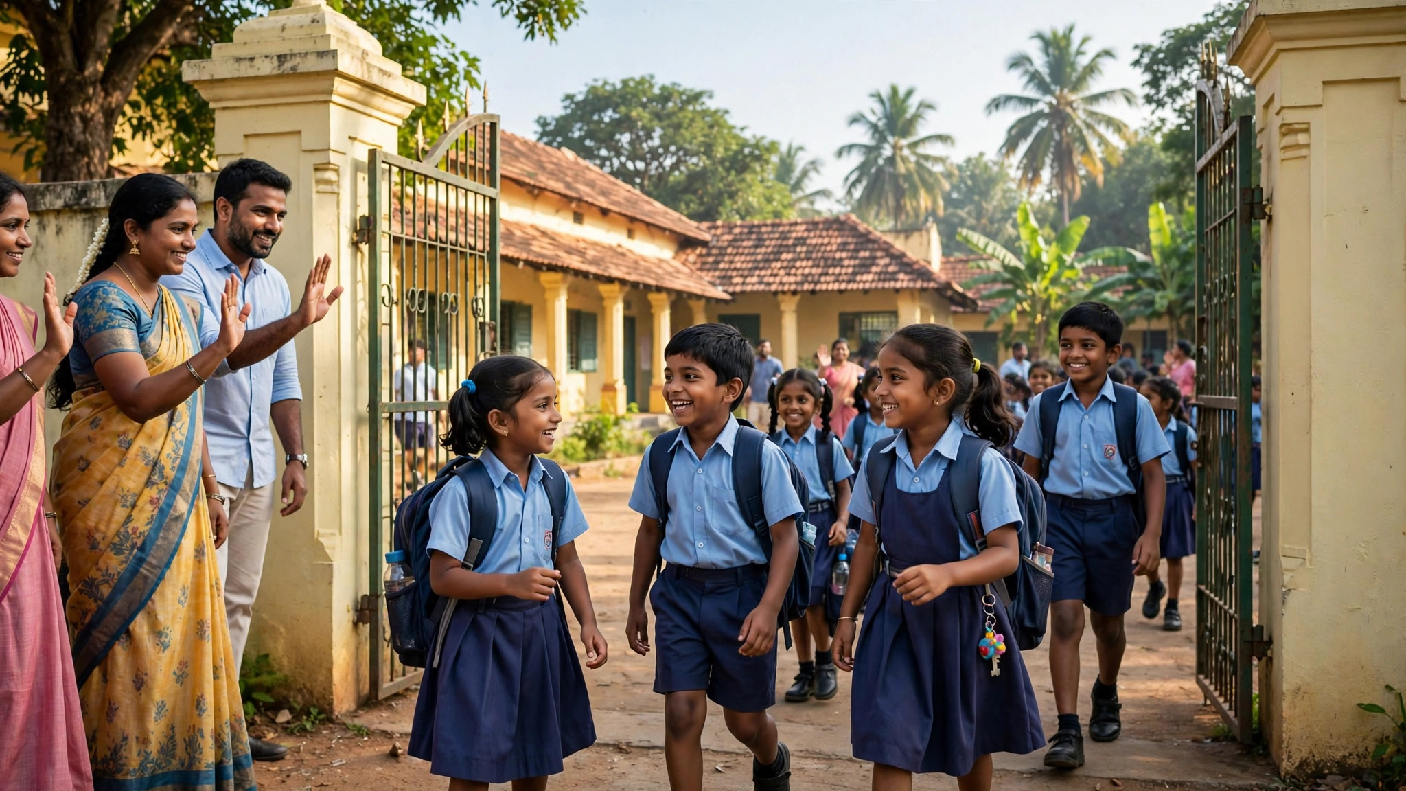 பள்ளிக்குச் செல்லும் மாணவர்கள்