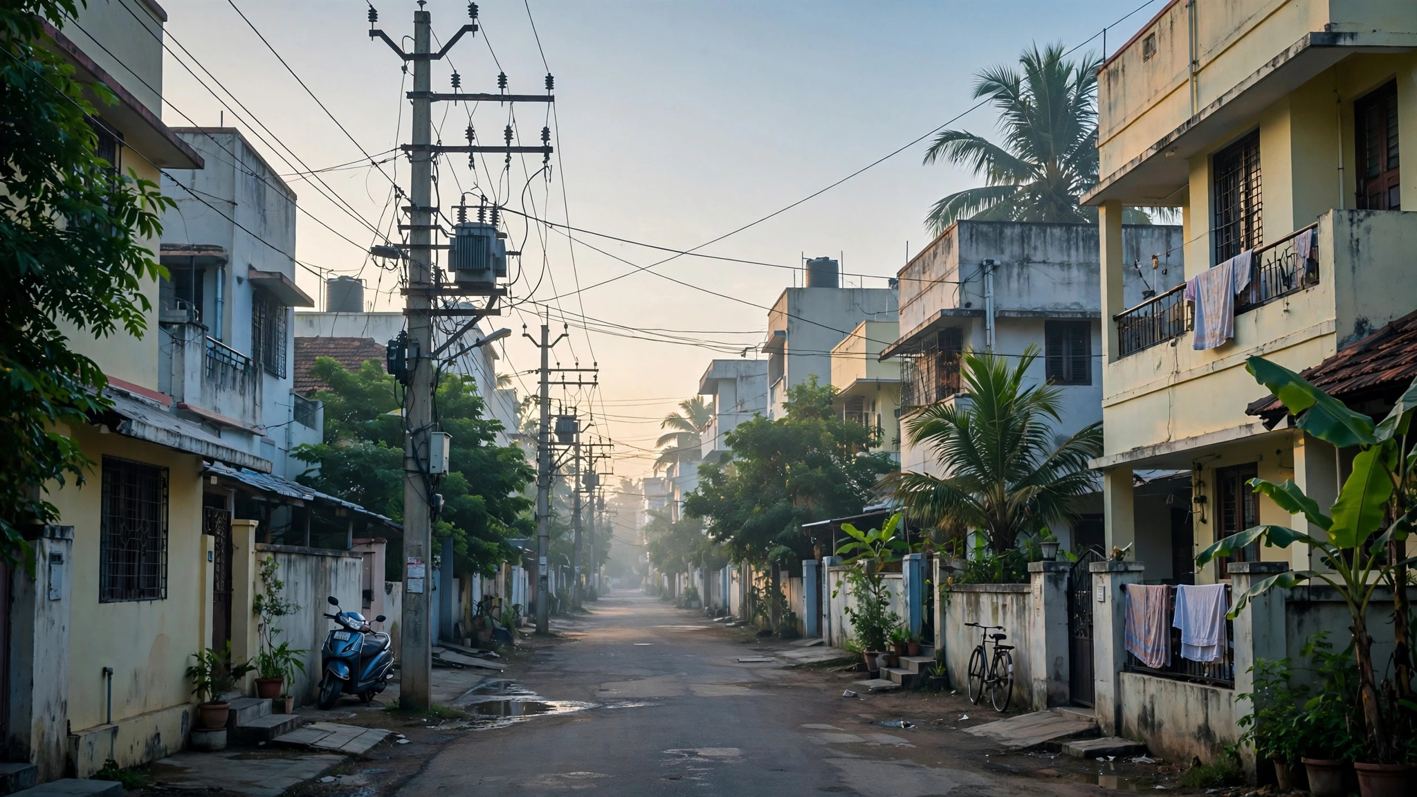 சென்னையில் மின் விநியோக கம்பங்கள்