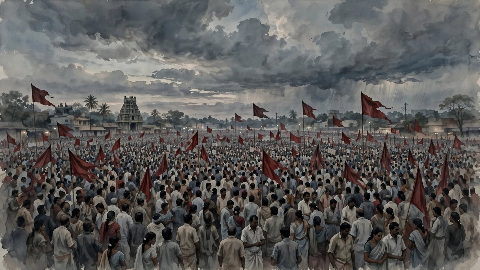 கரூர் பேரணியில் திரண்ட மக்கள் கூட்டம் — கூட்ட நெரிசலில் 41 பேர் உயிரிழப்பு